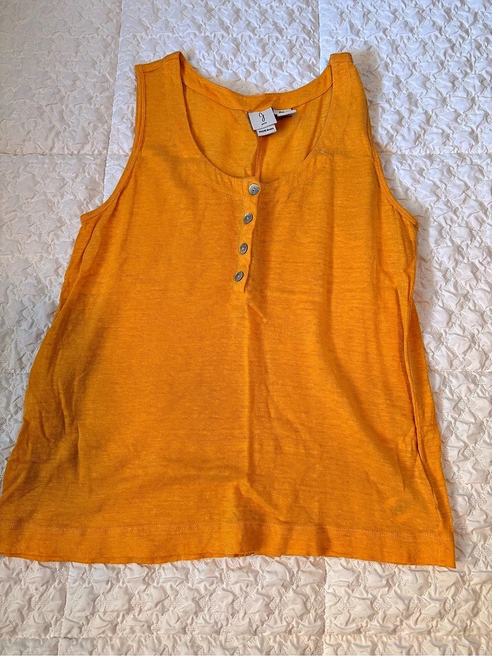 joie 100% Linen Button Front Tank Top in Orange